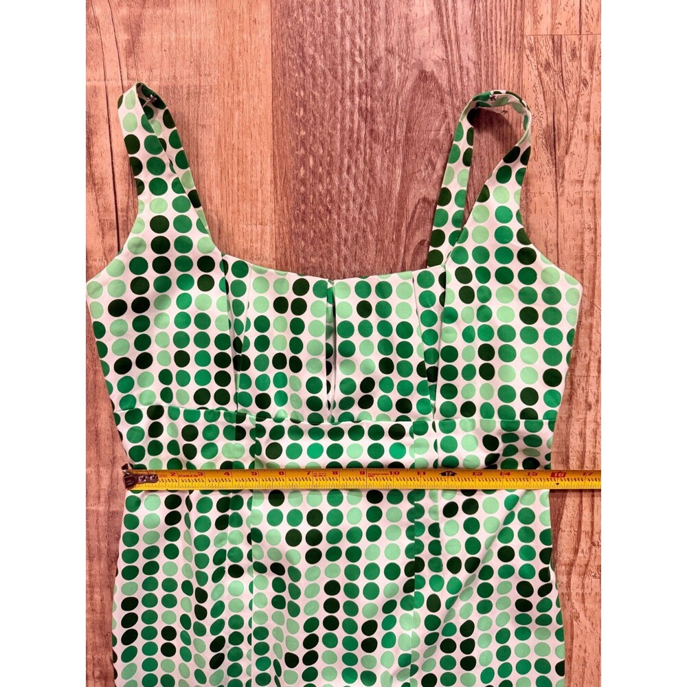 Calvin Klein Dress 10 EUC Green Polka Dots Sleeveless Sheath - Picture 5 of 6